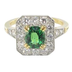 New Demantoid Garnet Diamond Platinum Gold Ring 9