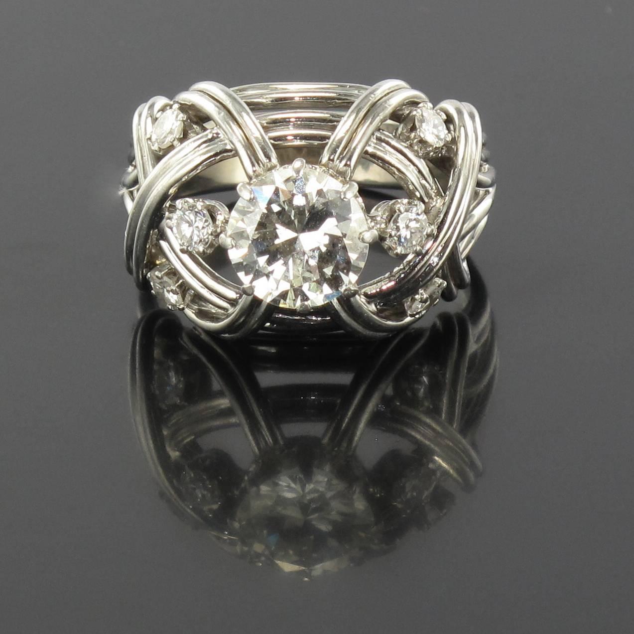 1960s French Diamond Gold Dome Ring 8
