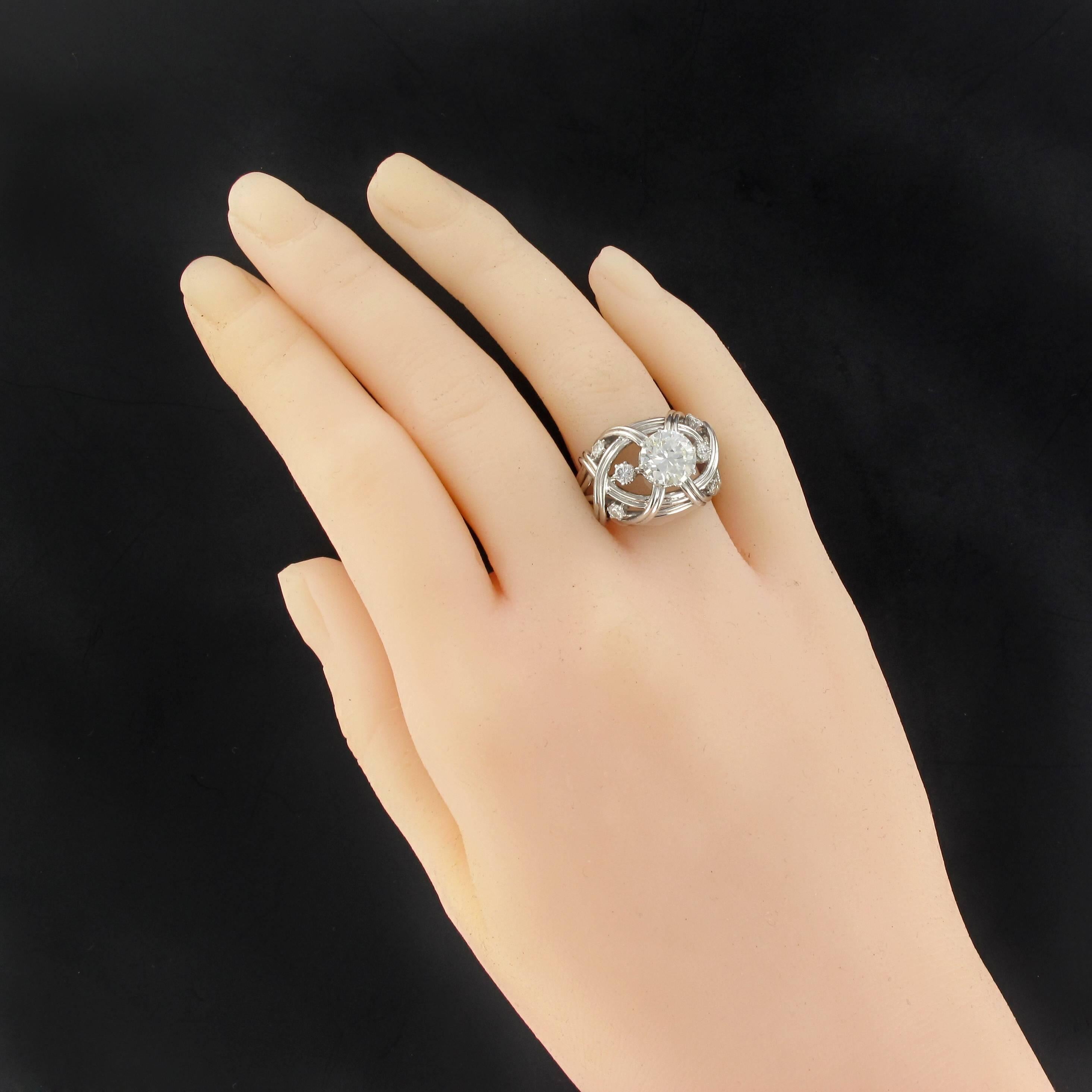 1960s French Diamond Gold Dome Ring 9