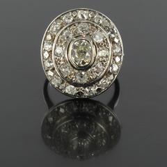 French Diamond Gold Cluster Ring