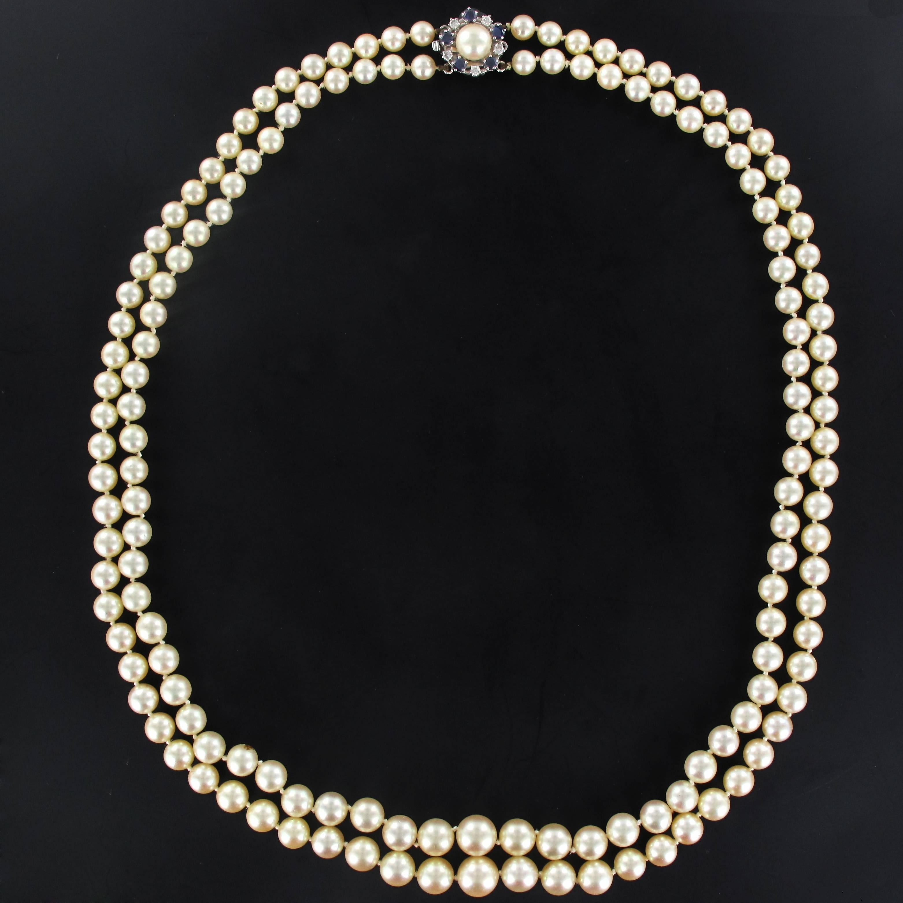 Retro 1950s Double Strand Japanese Cultured Pearl Necklace