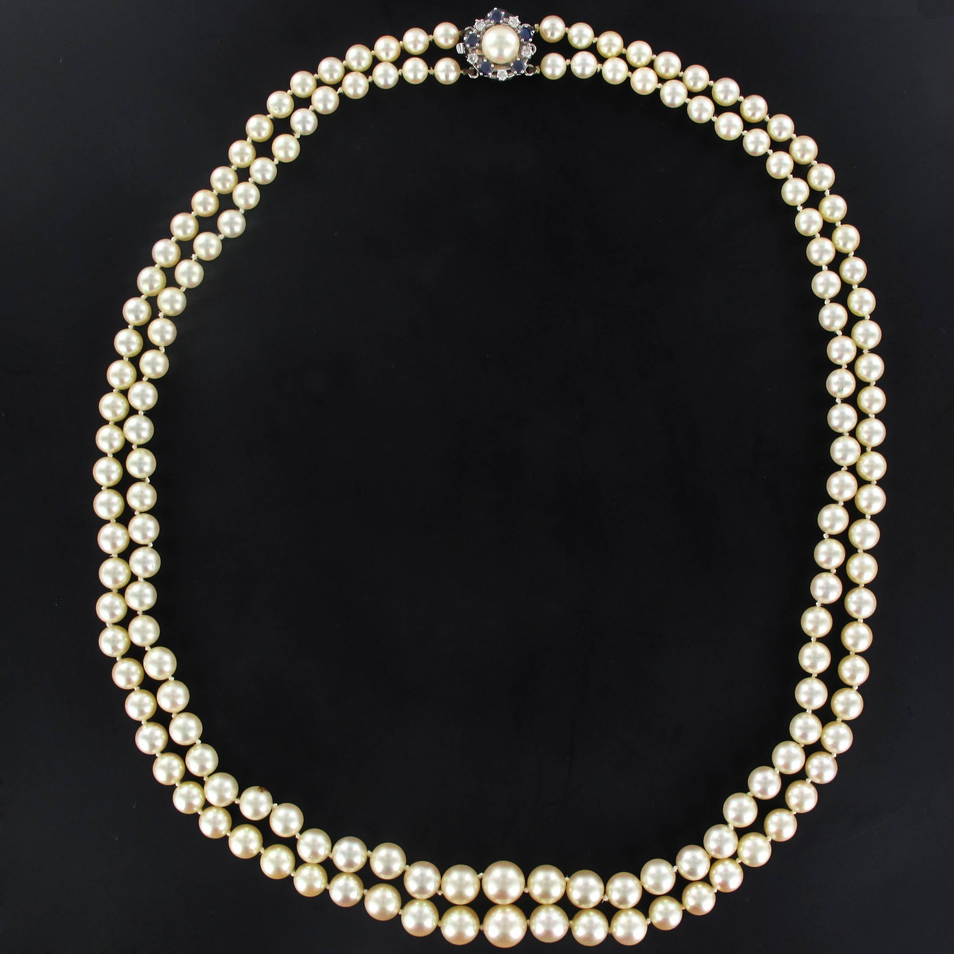 Retro 1950s Double Strand Japanese Cultured Pearl Necklace 