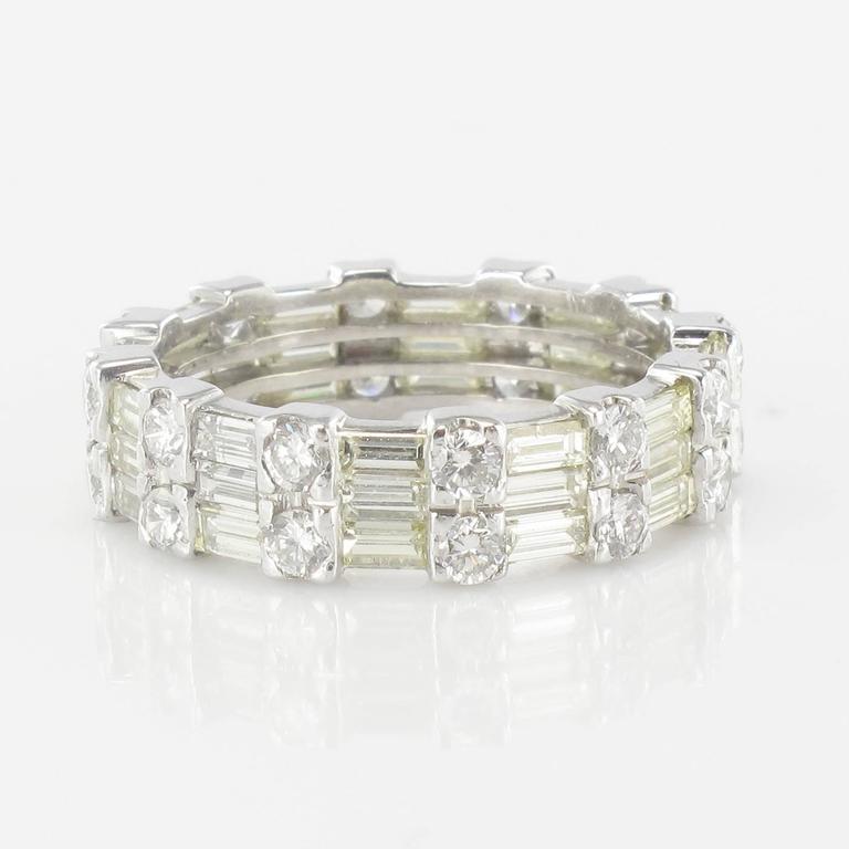Brilliant and Baguette Diamond Gold Eternity Ring For Sale at 1stdibs