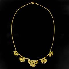 French Oak Leaves Gold Drapery Necklace