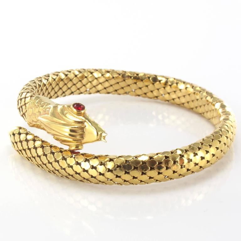 Gold Snake Bangle Bracelet at 1stDibs
