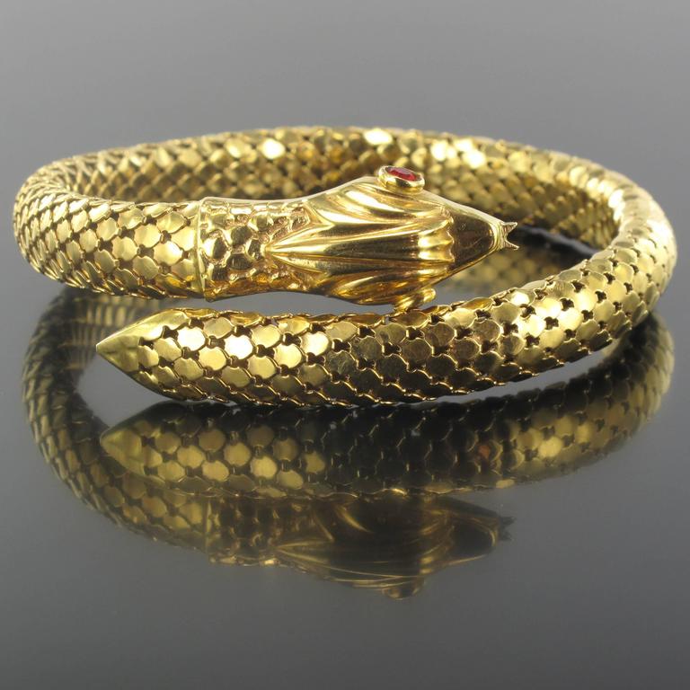 Gold Snake Bangle Bracelet at 1stDibs
