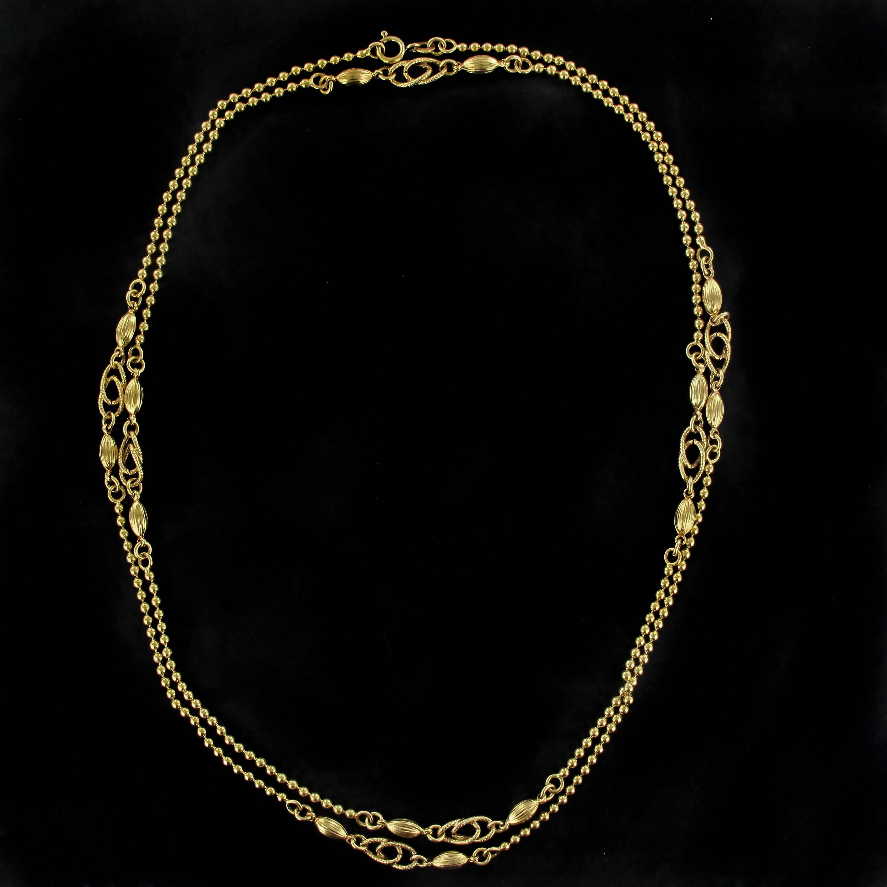 Modern Italian 18 Karat Yellow Gold Matinee Necklace For Sale 4