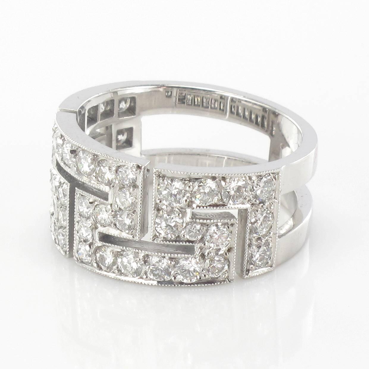 Art Deco French Diamond Gold Band Ring