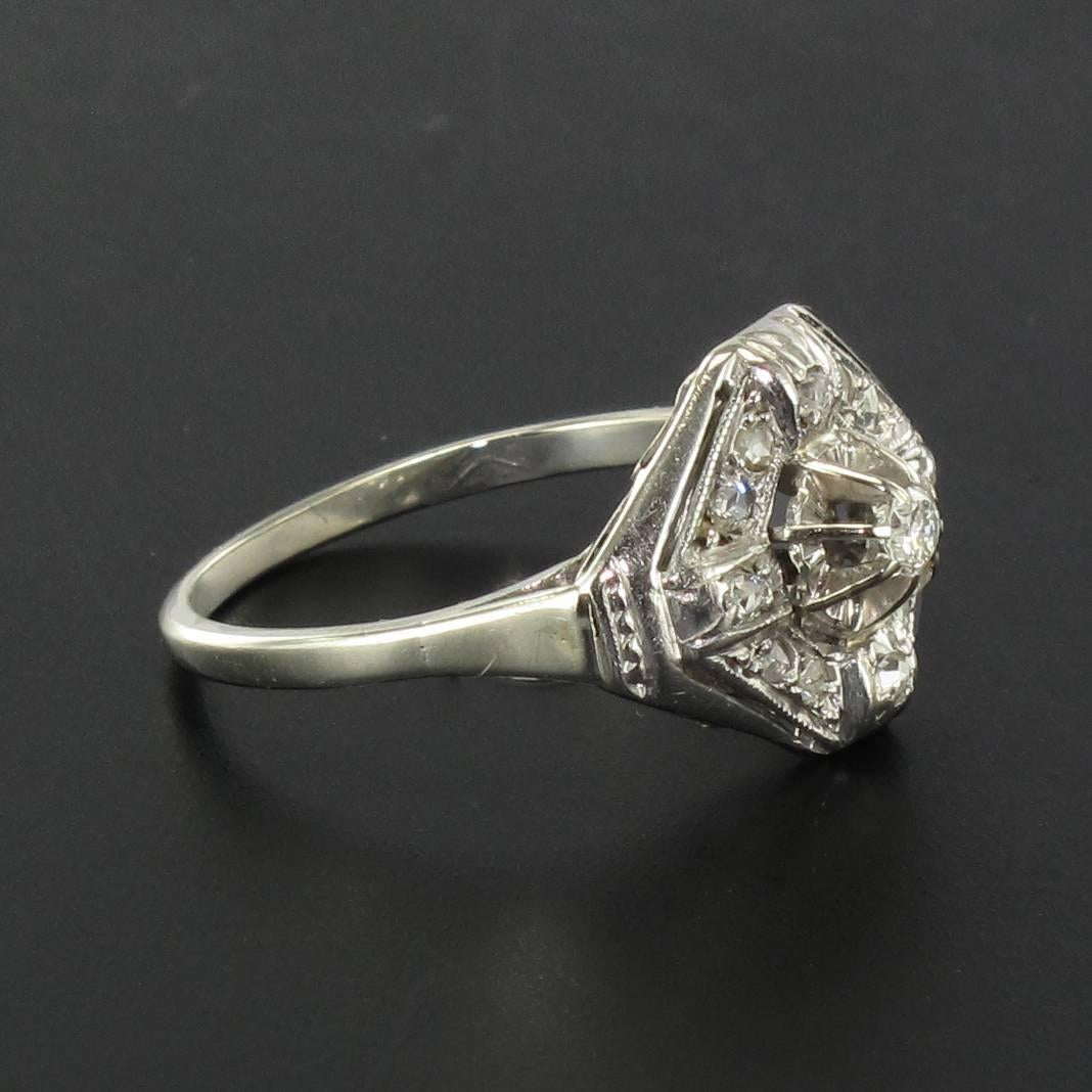 Art Deco Diamond Gold Platinum Ring 2