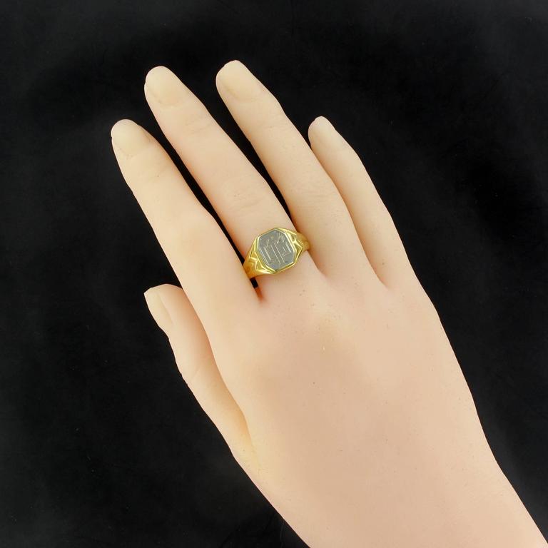 Art Deco Men's Two Color Gold Signet Ring at 1stDibs | art deco signet ring