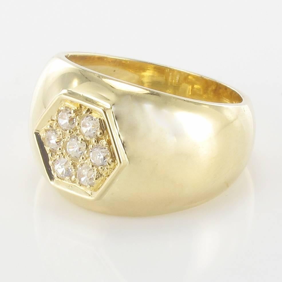 wide gold band ring with diamonds