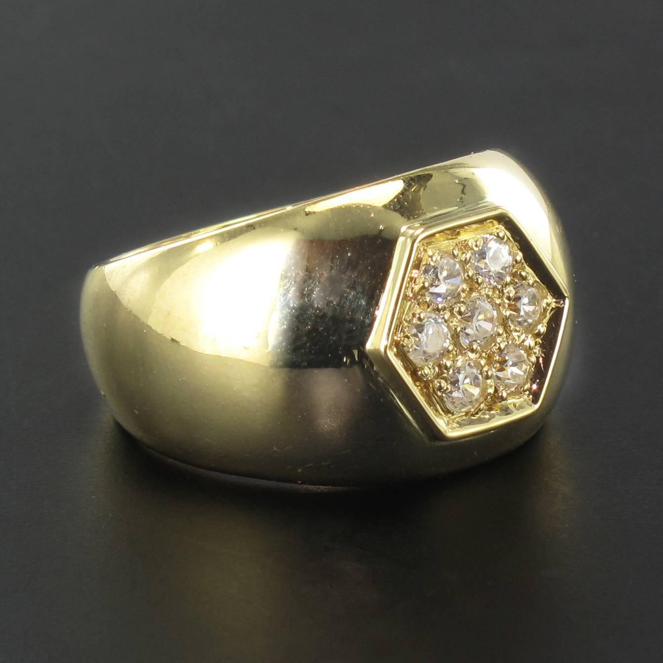 Brilliant Cut New Diamond 18 Karat Yellow Gold Large Band Ring For Sale