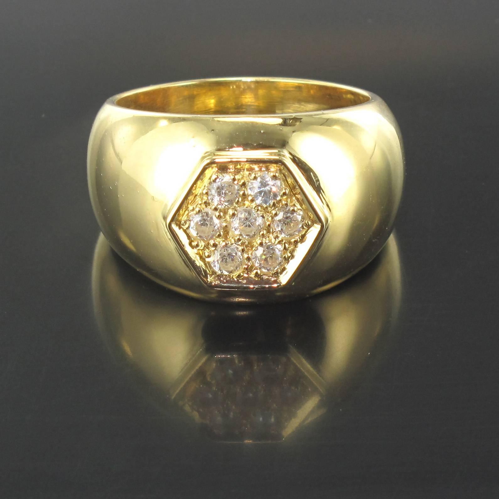 Neu Diamant 18 Karat Gelbgold Großer Bandring  (Brillantschliff) im Angebot
