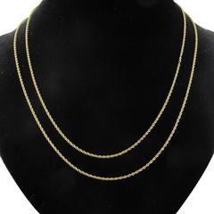 Antique 18 Karat Yellow Gold Twisted Link Matinee Long Chain Necklace