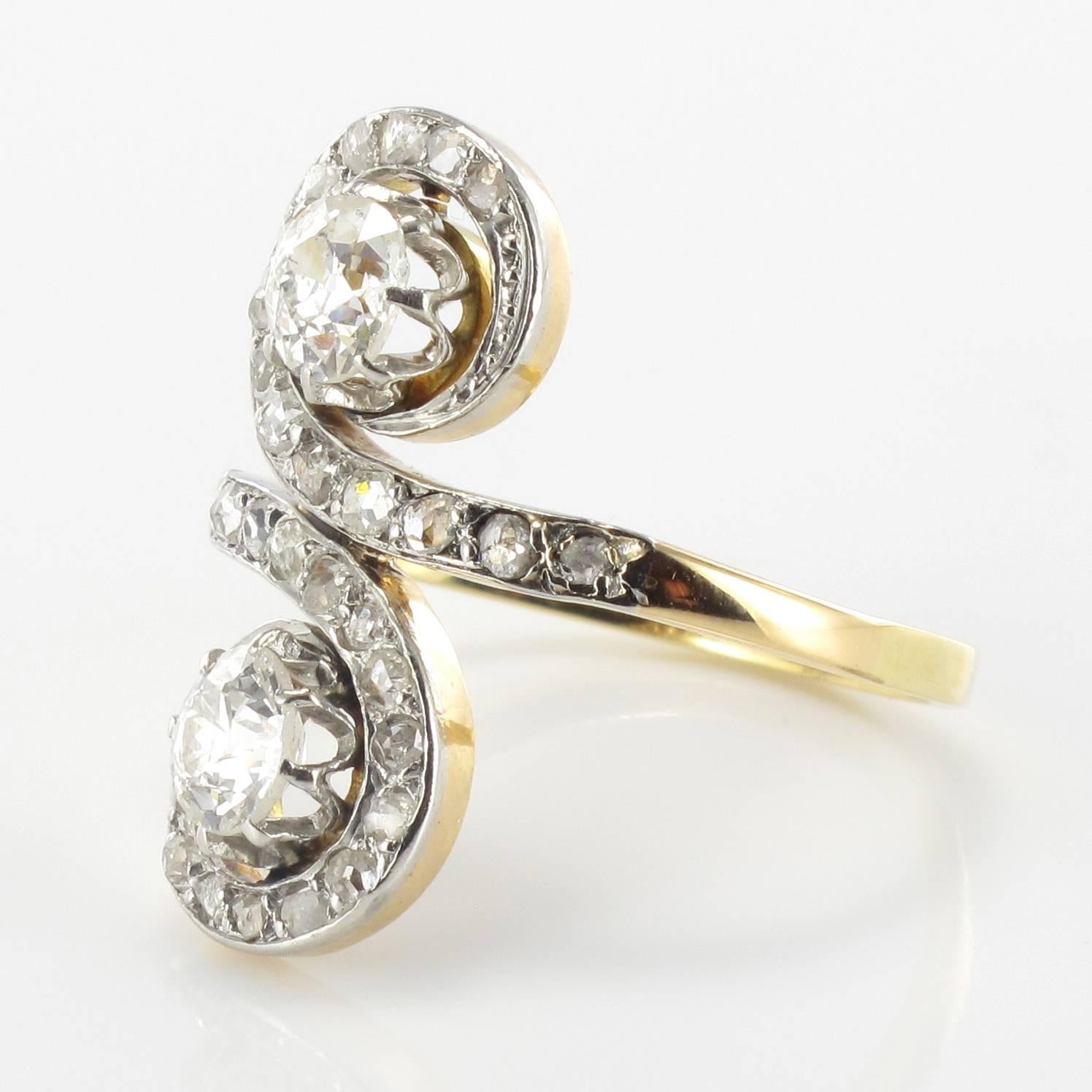 Belle Époque 1900s French Antique Diamond Toi et Moi Ring