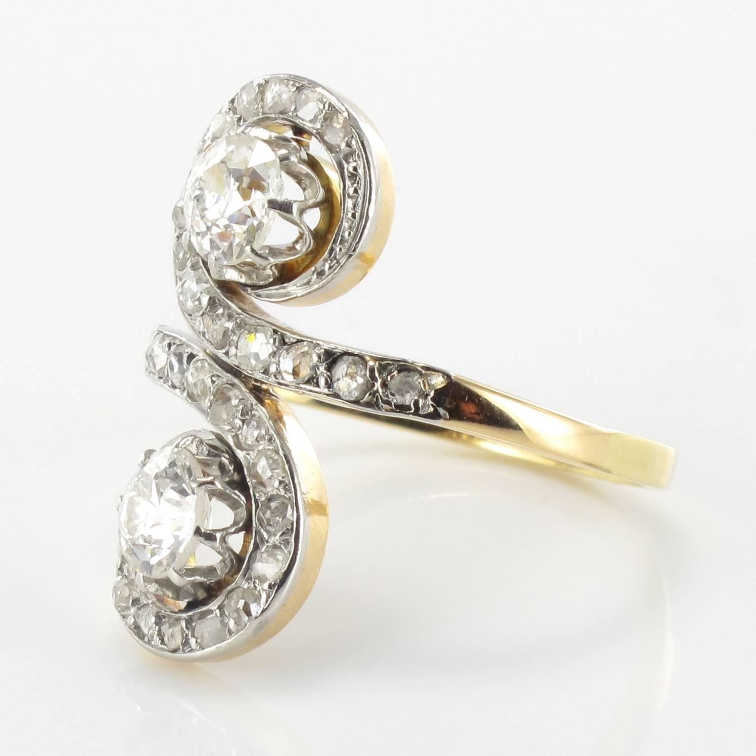 1900er Jahre Französischer antiker Diamant-Ring Toi et Moi (Belle Époque)