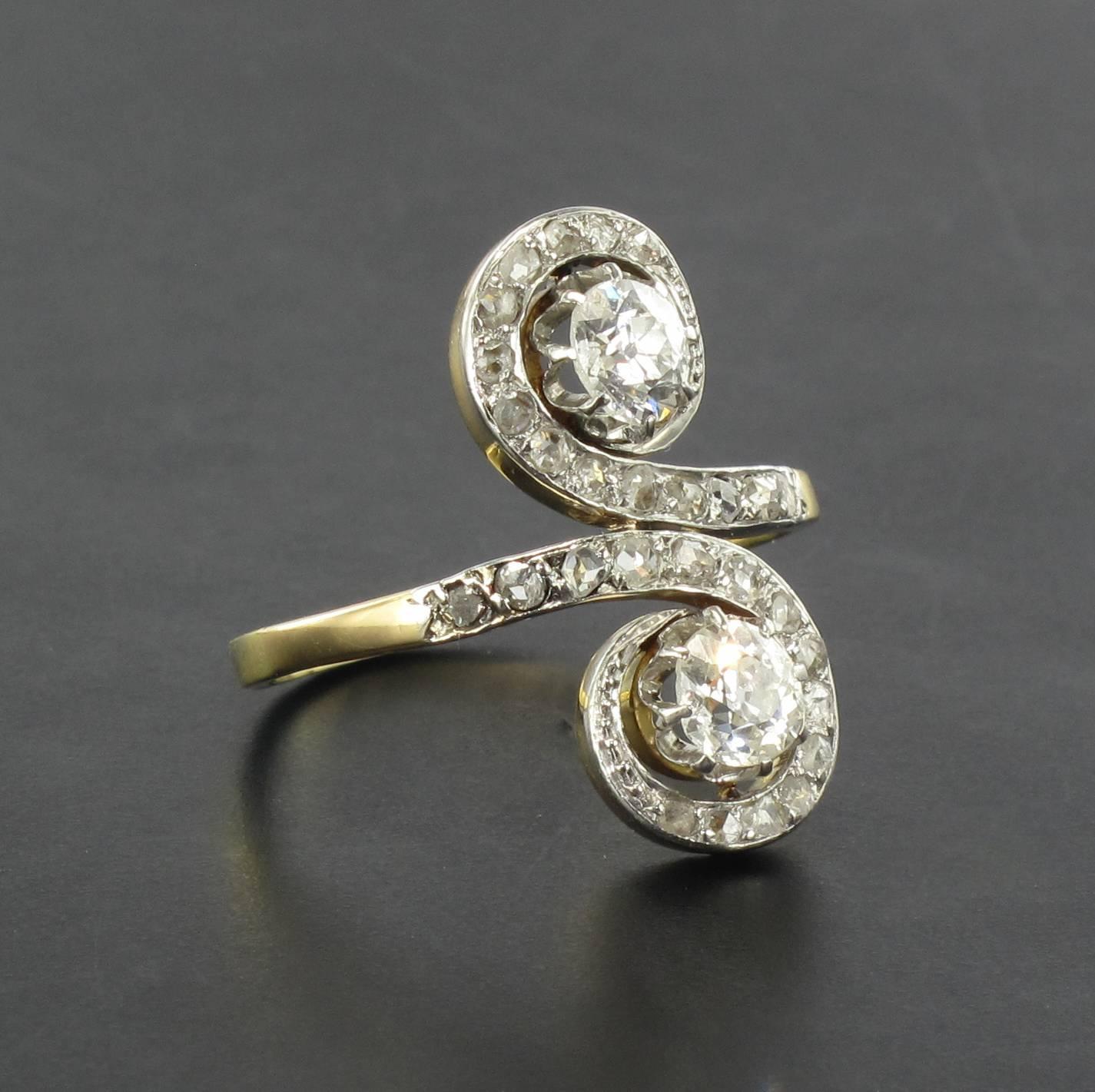 1900s French Antique Diamond Toi et Moi Ring at 1stdibs