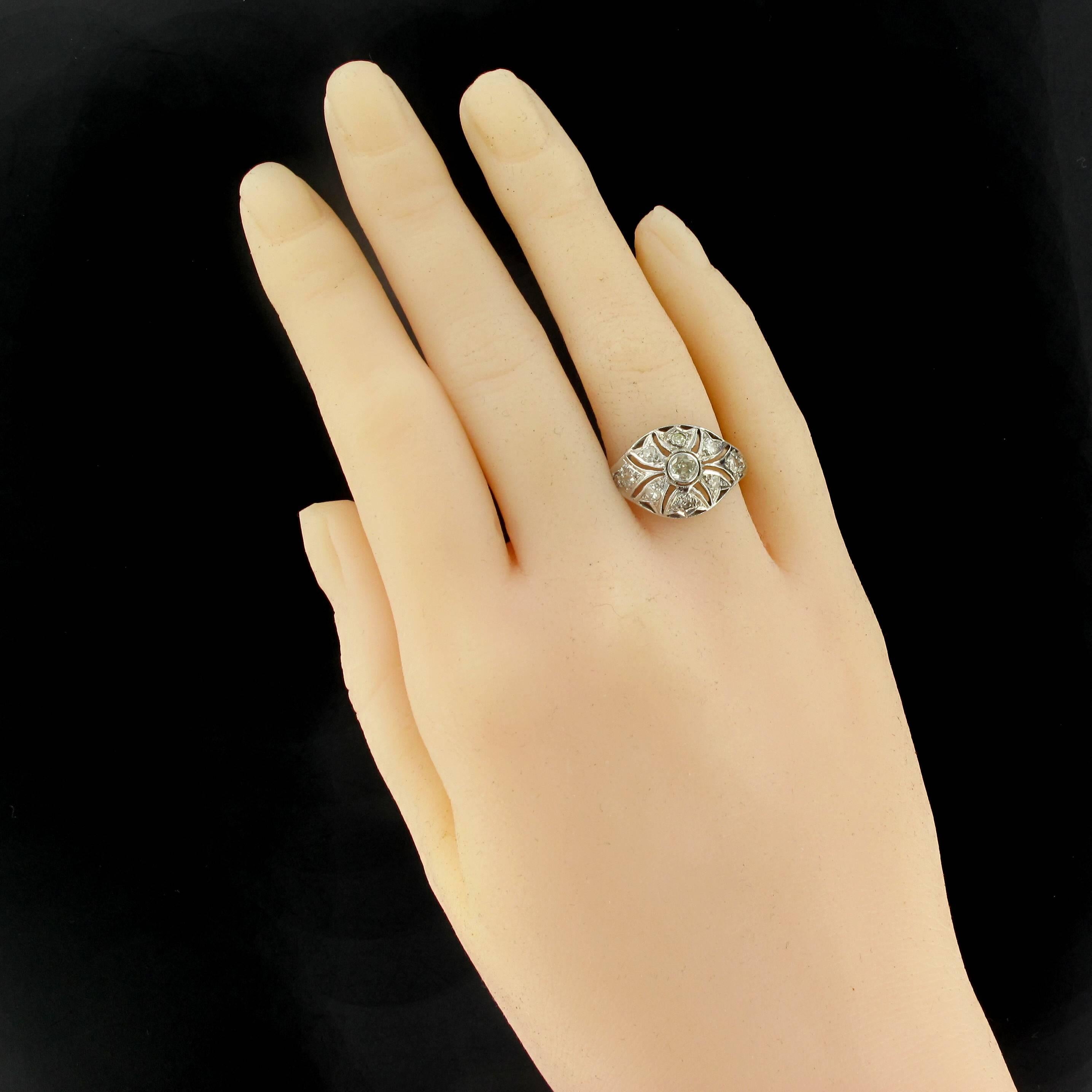 Women's French Art Deco Diamond Platinum Ring