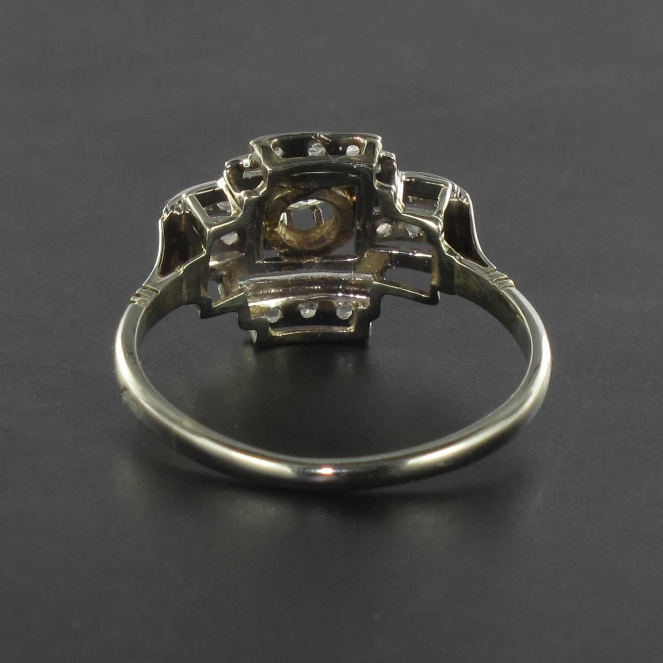 Art Deco Diamond Gold Platinum Ring 1