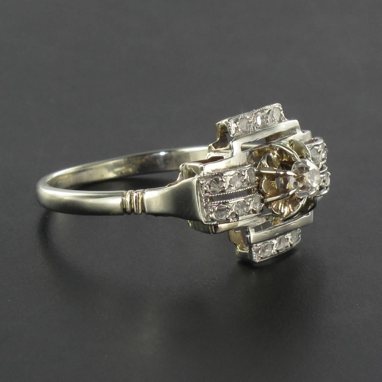 Art Deco Diamond Gold Platinum Ring 2