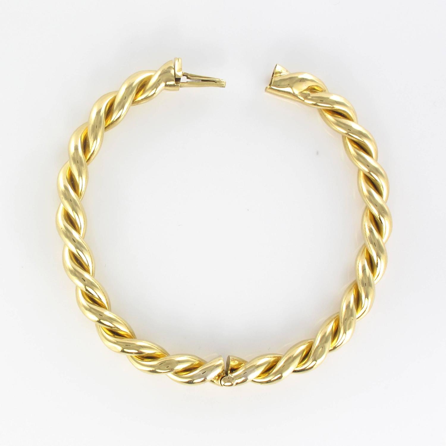 Antique Twisted Gold Bangle Bracelet For Sale at 1stdibs