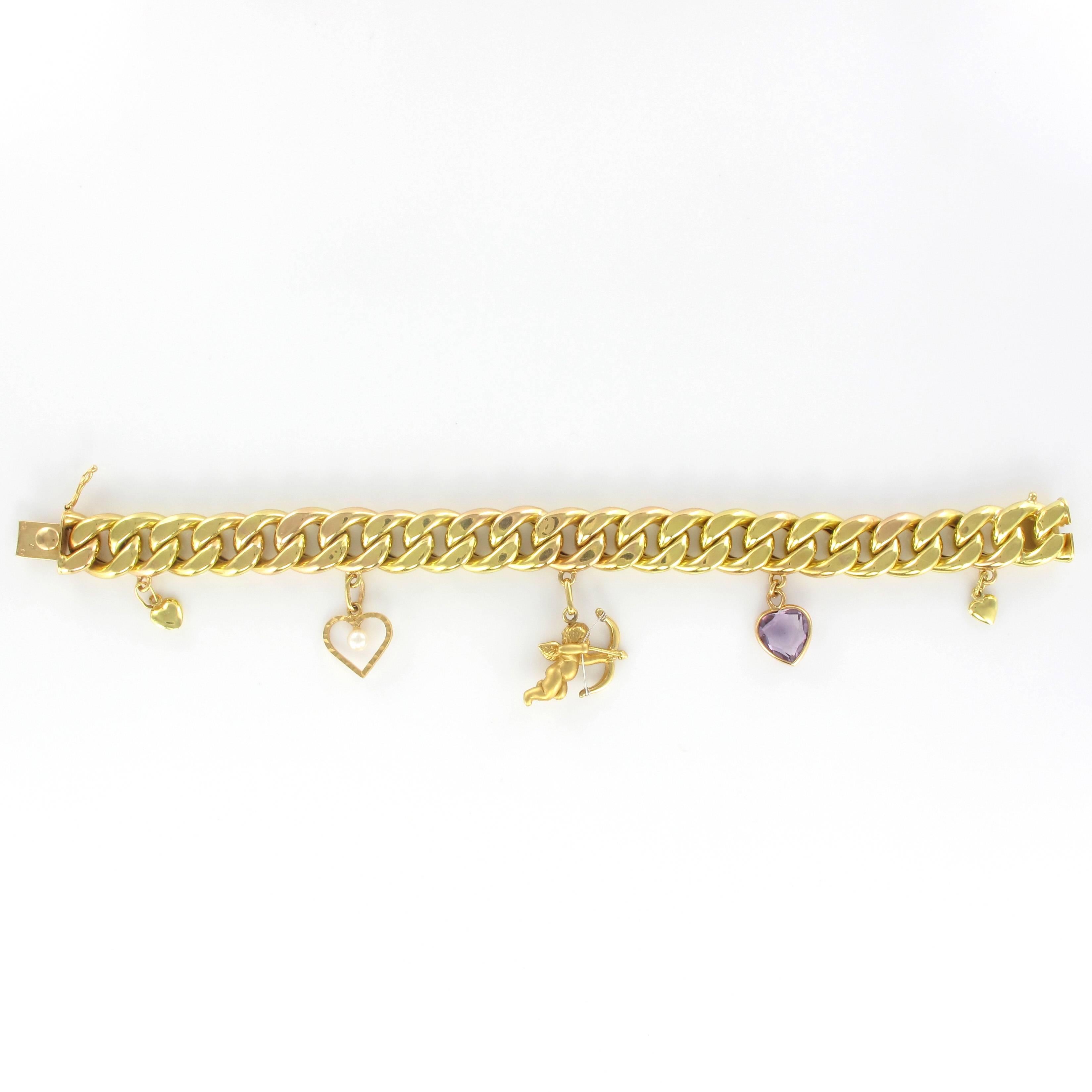 Retro Gold 5 Charm Bracelet