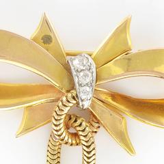 1950s Diamond Gold Tank Tubogaz and Bow Brooch