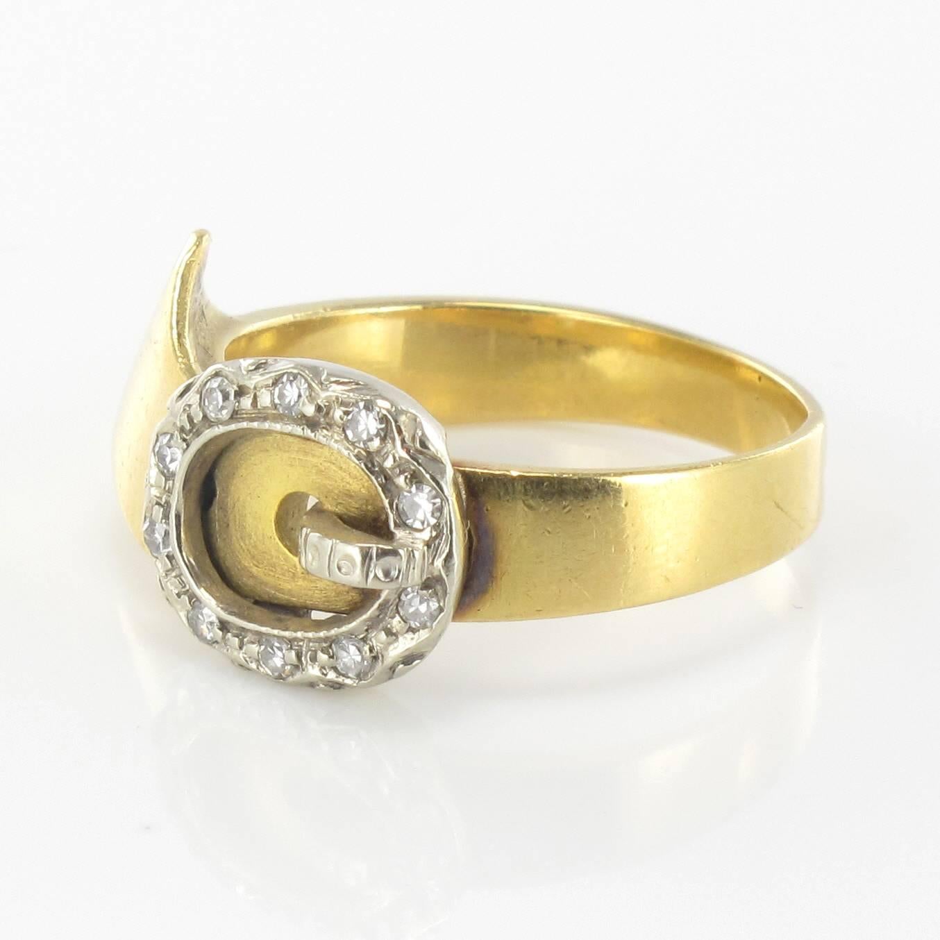 Women's French Retro Diamond Gold Belt Ring