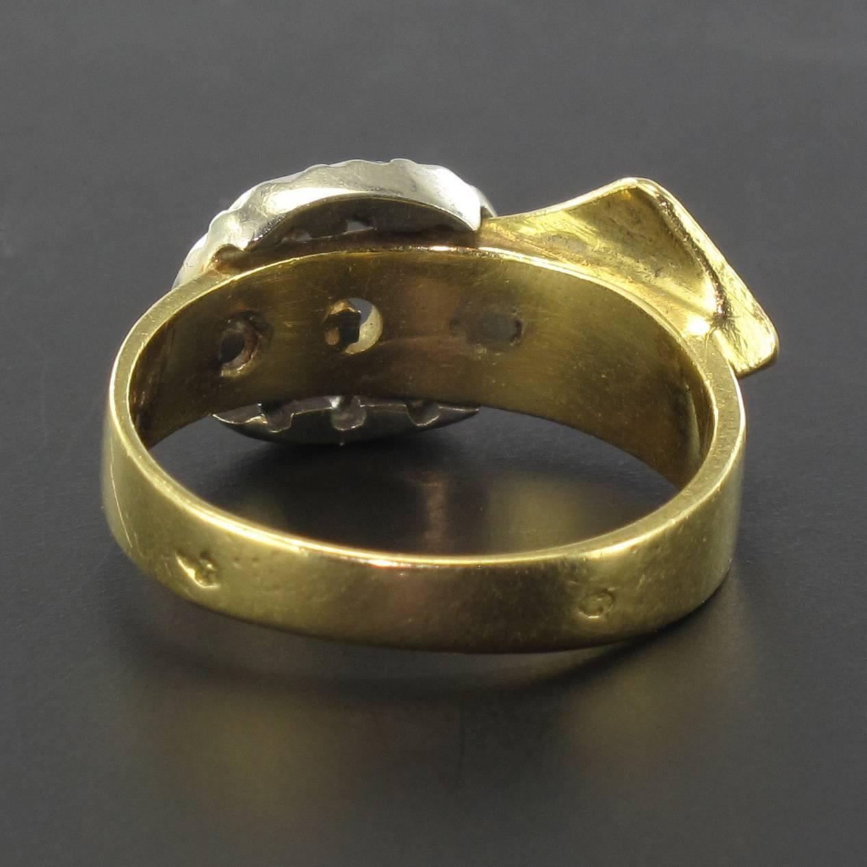 French Retro Diamond Gold Belt Ring 1