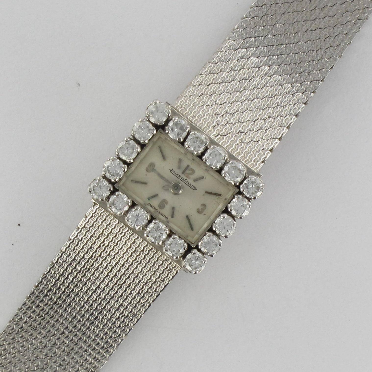 Jaeger LeCoultre Ladies White Gold Diamond Manual Wind Wristwatch Ref 166448 3