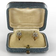 French Antique Diamond Gold Sleeper Earrings