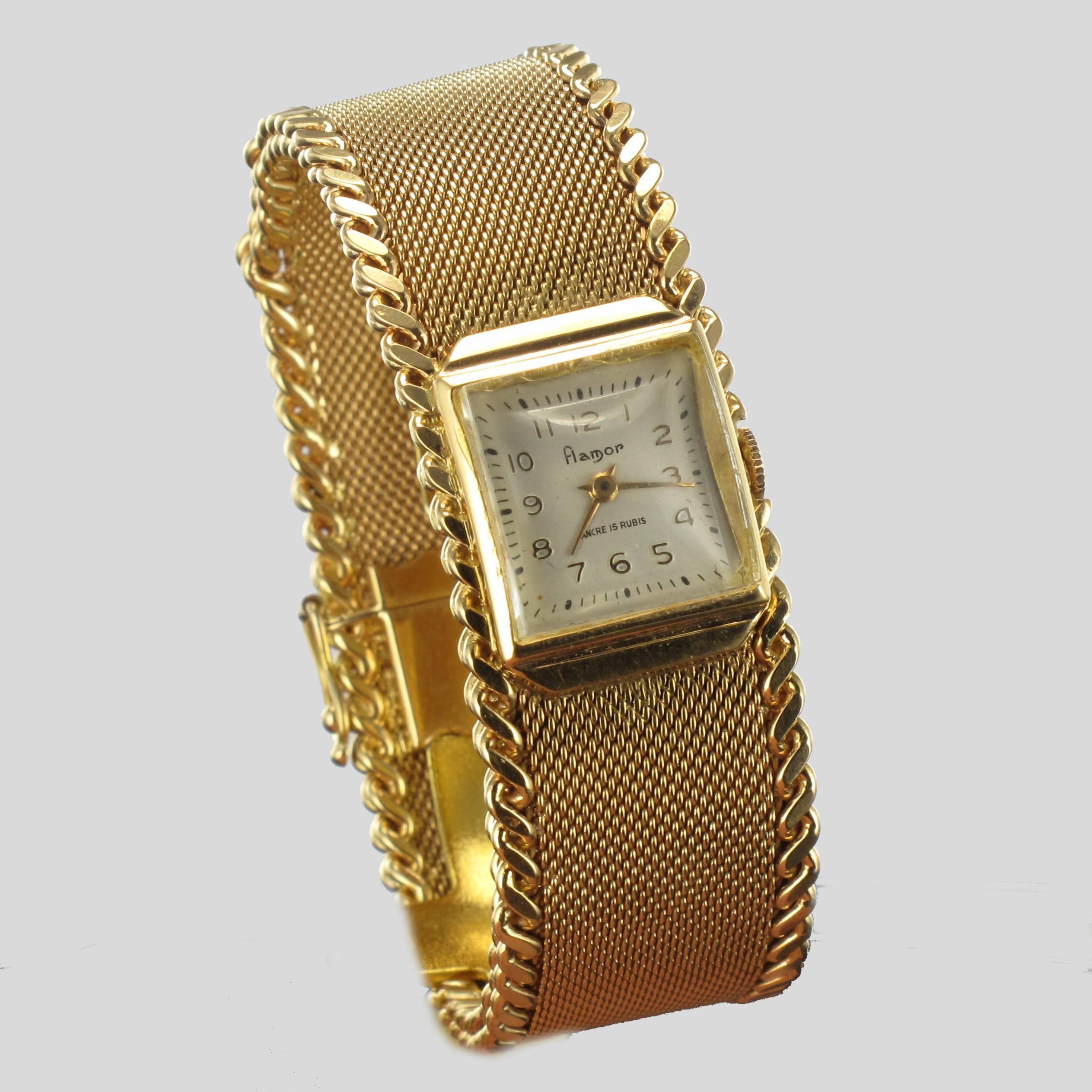 Women's Flamor Ladies Yellow Gold Manual Wind Wristwatch