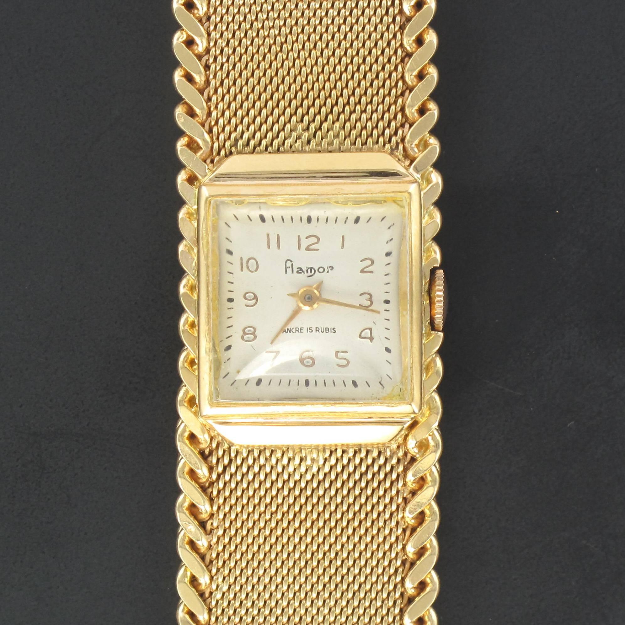 Flamor Ladies Yellow Gold Manual Wind Wristwatch 1