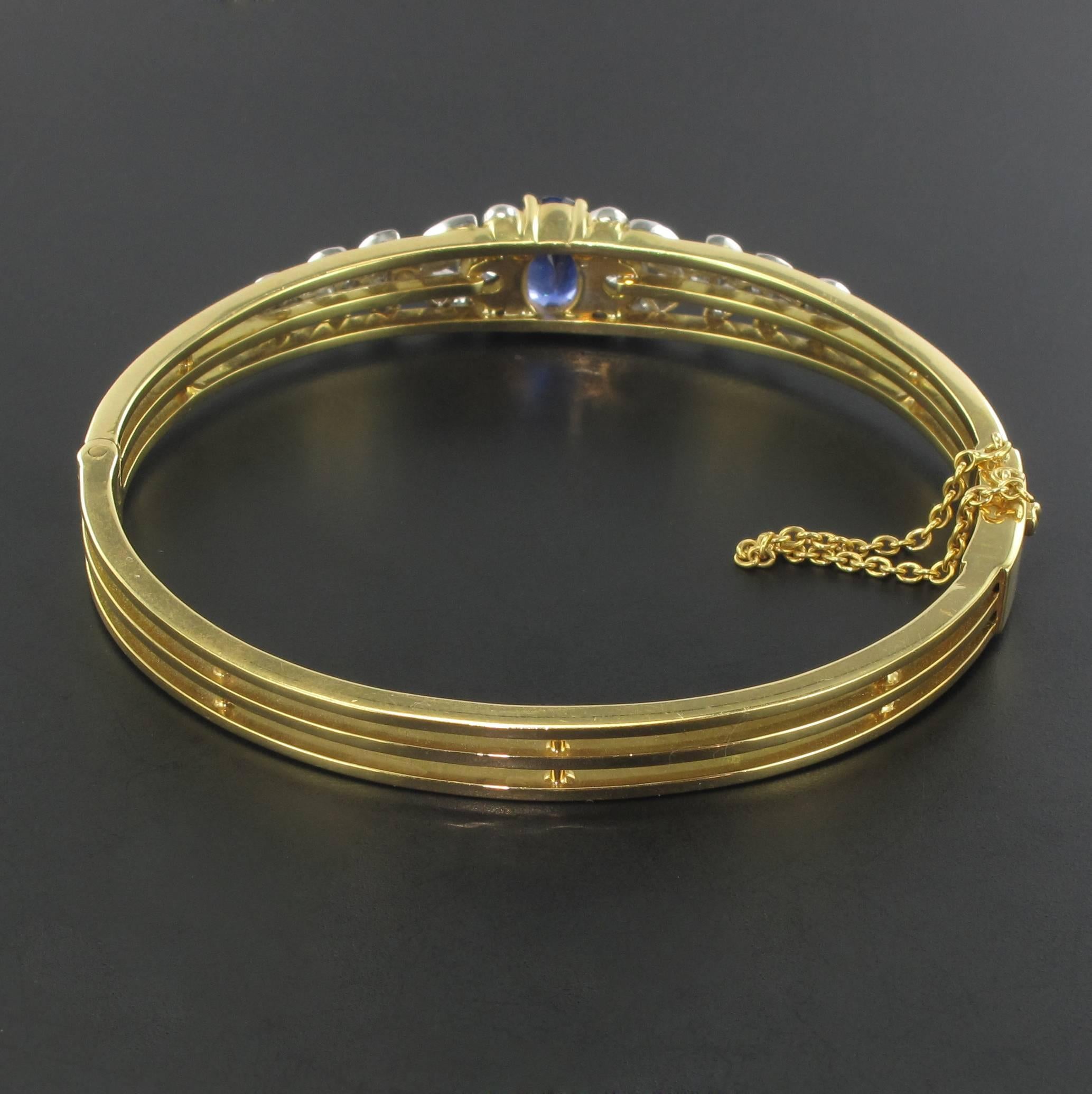Sapphire Diamond Gold Bangle Bracelet 1