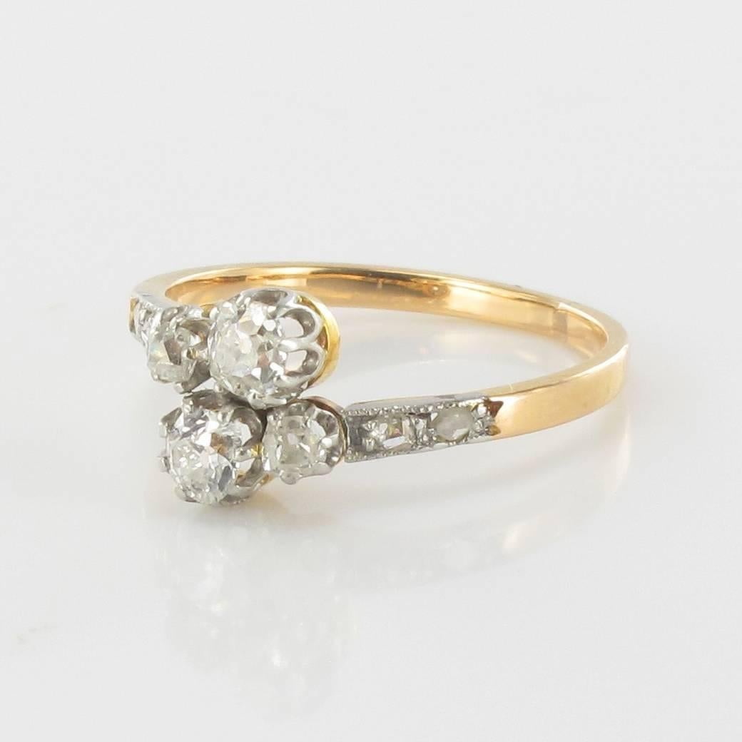 Napoleon III Antique Diamond Gold Platinum Lover's Ring