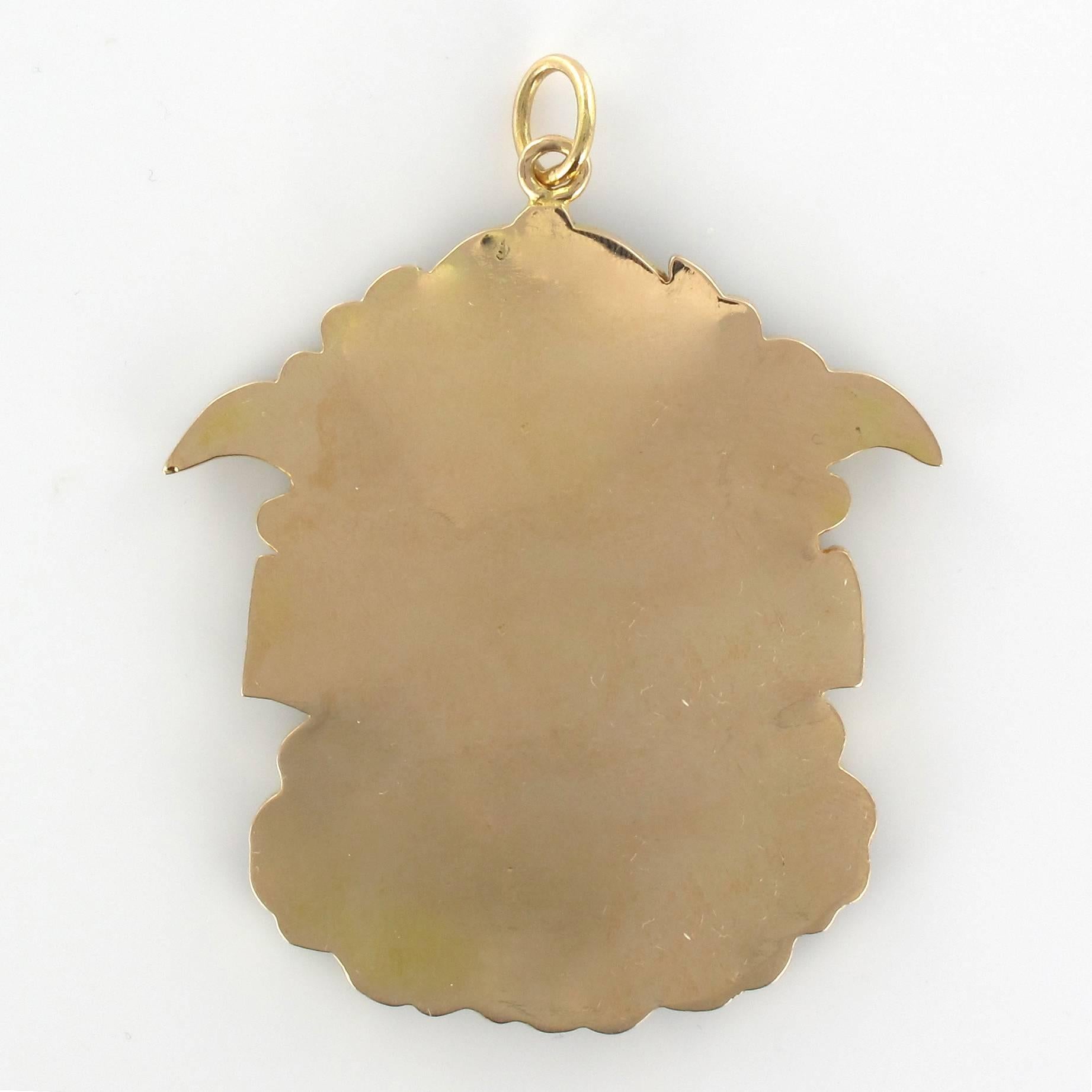 Spectacular 1920s Gold and Jade Pendant  In Excellent Condition In Poitiers, FR