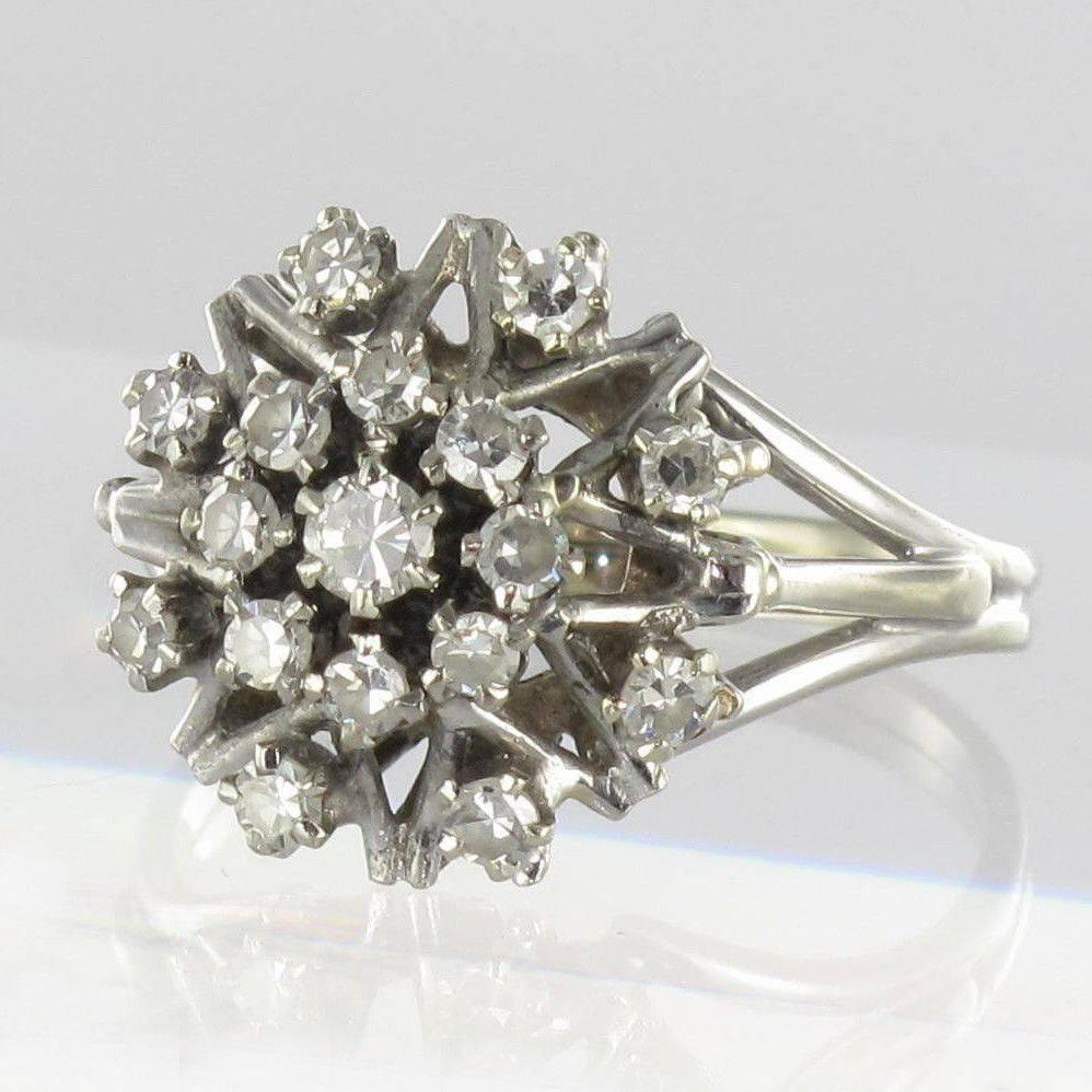 Modernist French 1970s Diamond White Gold Ring 