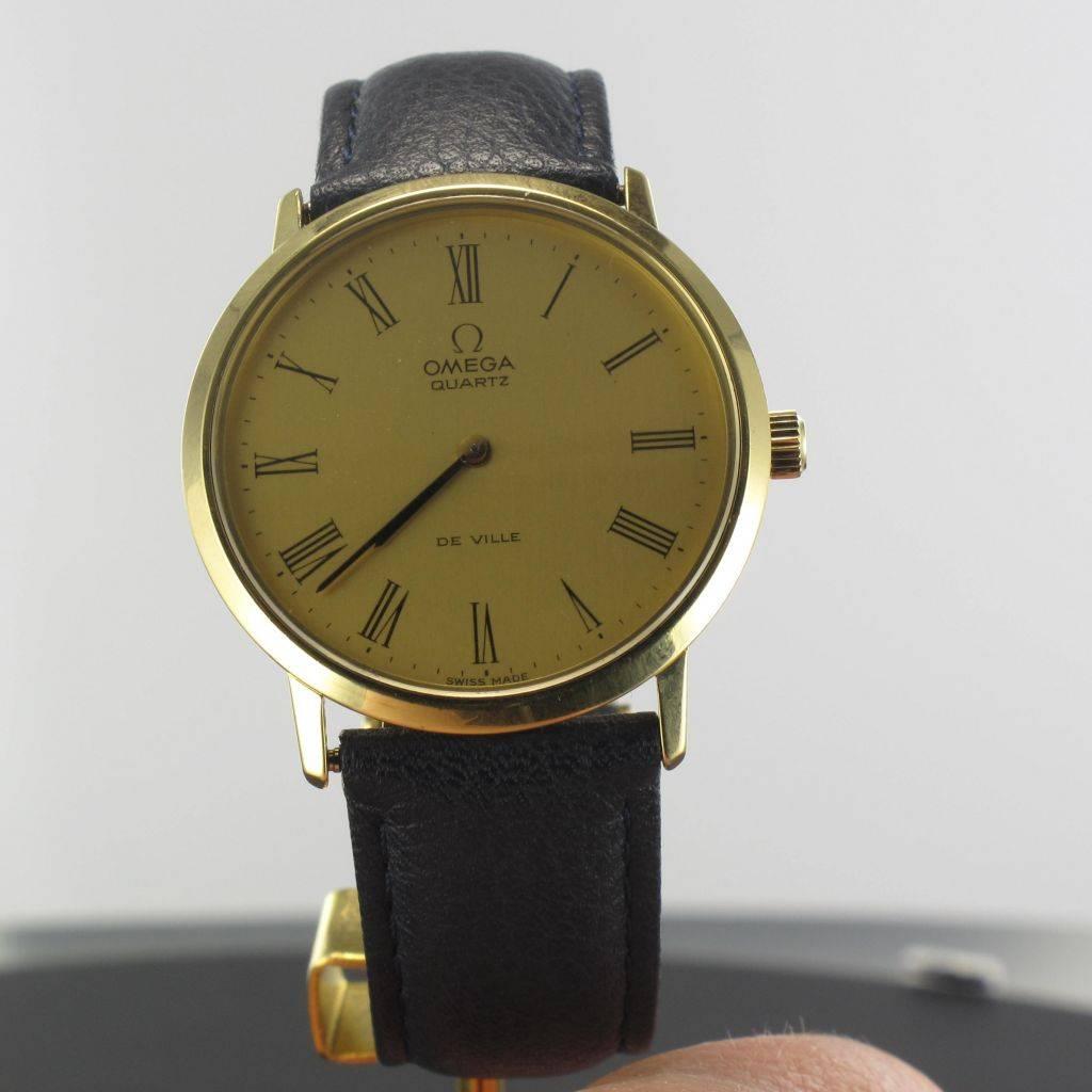 Modern Omega Quartz De Ville Gold Men Watch