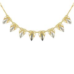 French Art deco Yellow Gold and White Gold Drapery Necklace 11