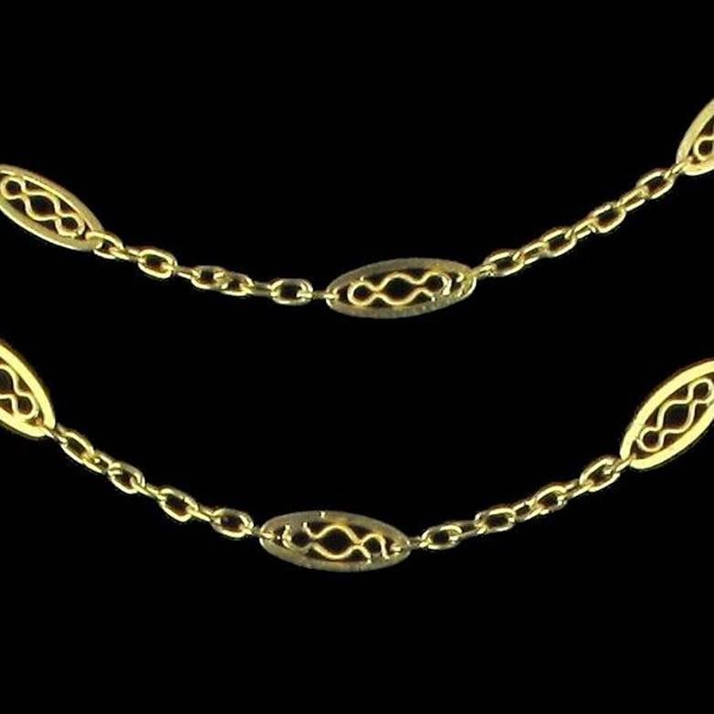 French 1930s Art Deco 18 Karat Yellow Gold Long Necklace 2