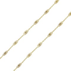 French 1920s Antique Gold Spindle Link Chain Necklace 