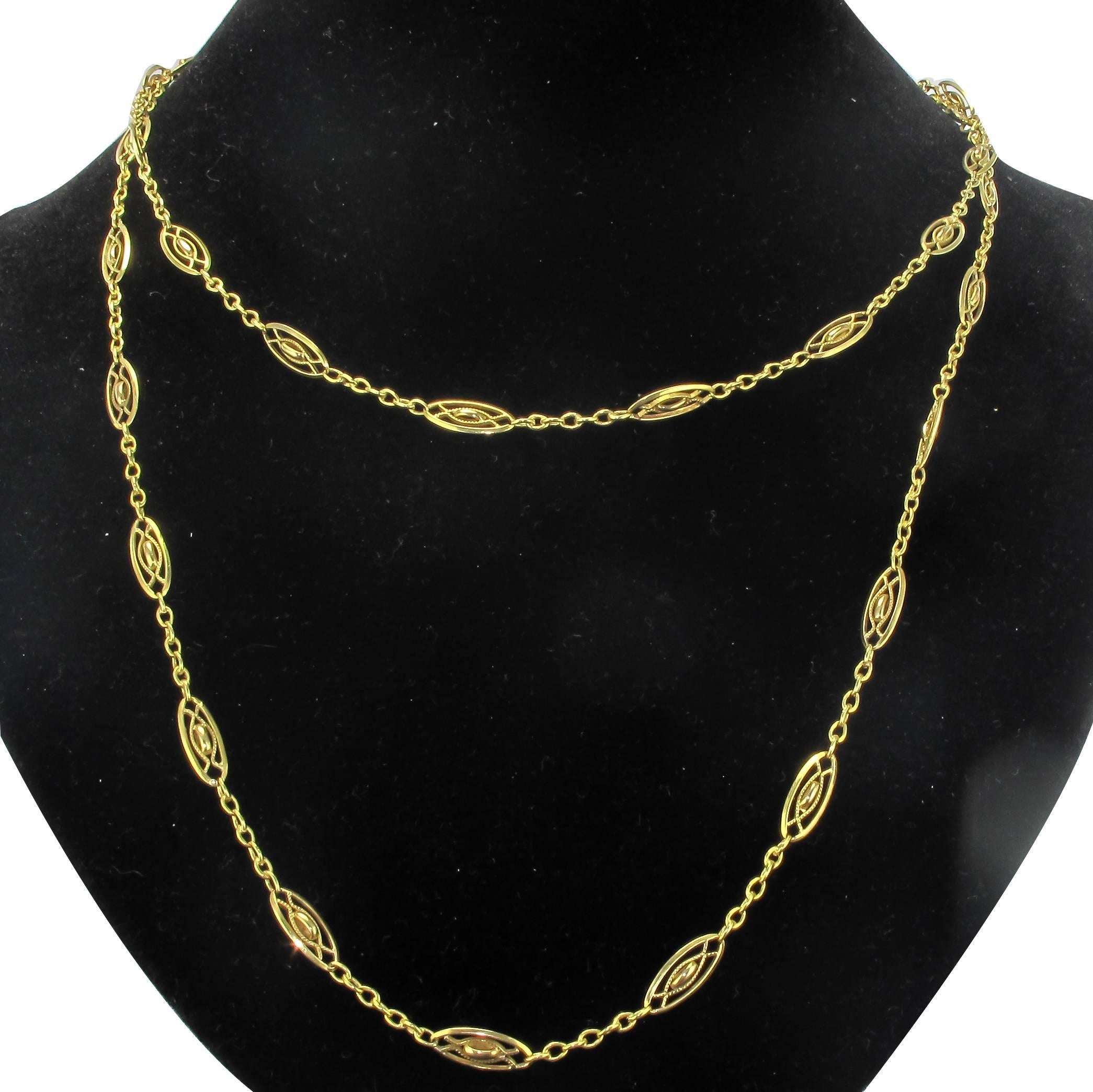 antique gold chain link necklace