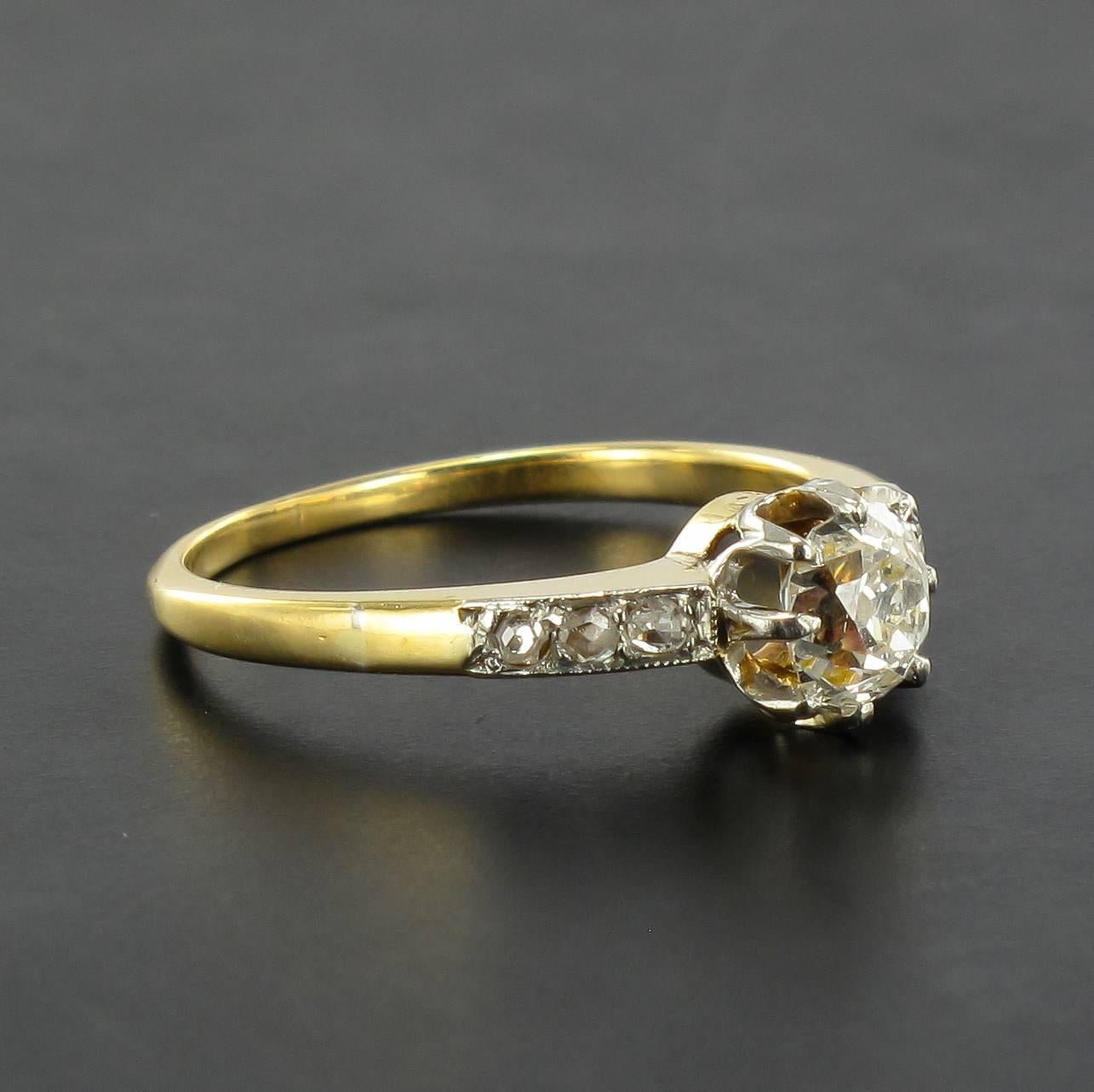 Napoleon III French Antique Solitaire Diamond Ring 