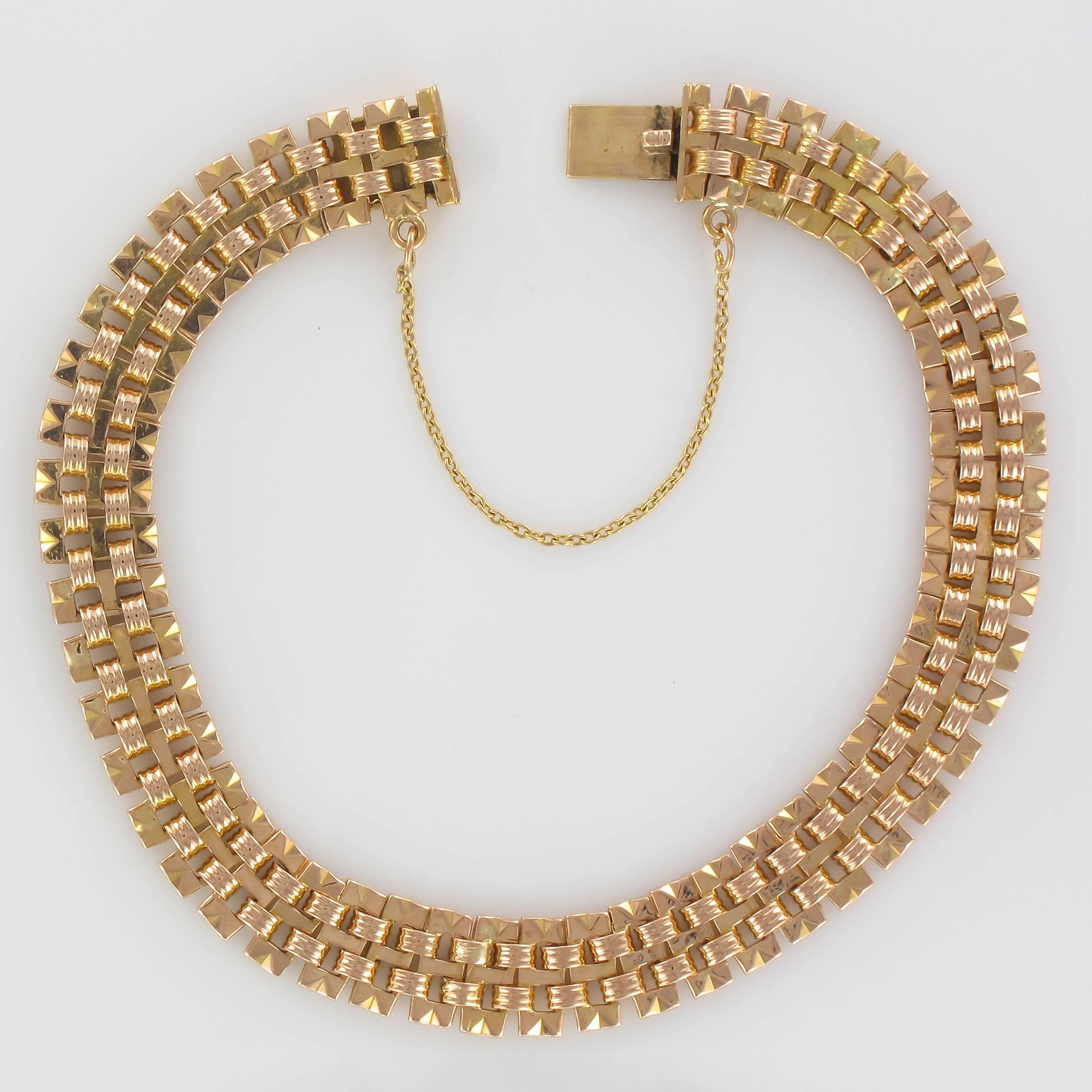 Retro 1960s Rose Gold Charm Bracelet
