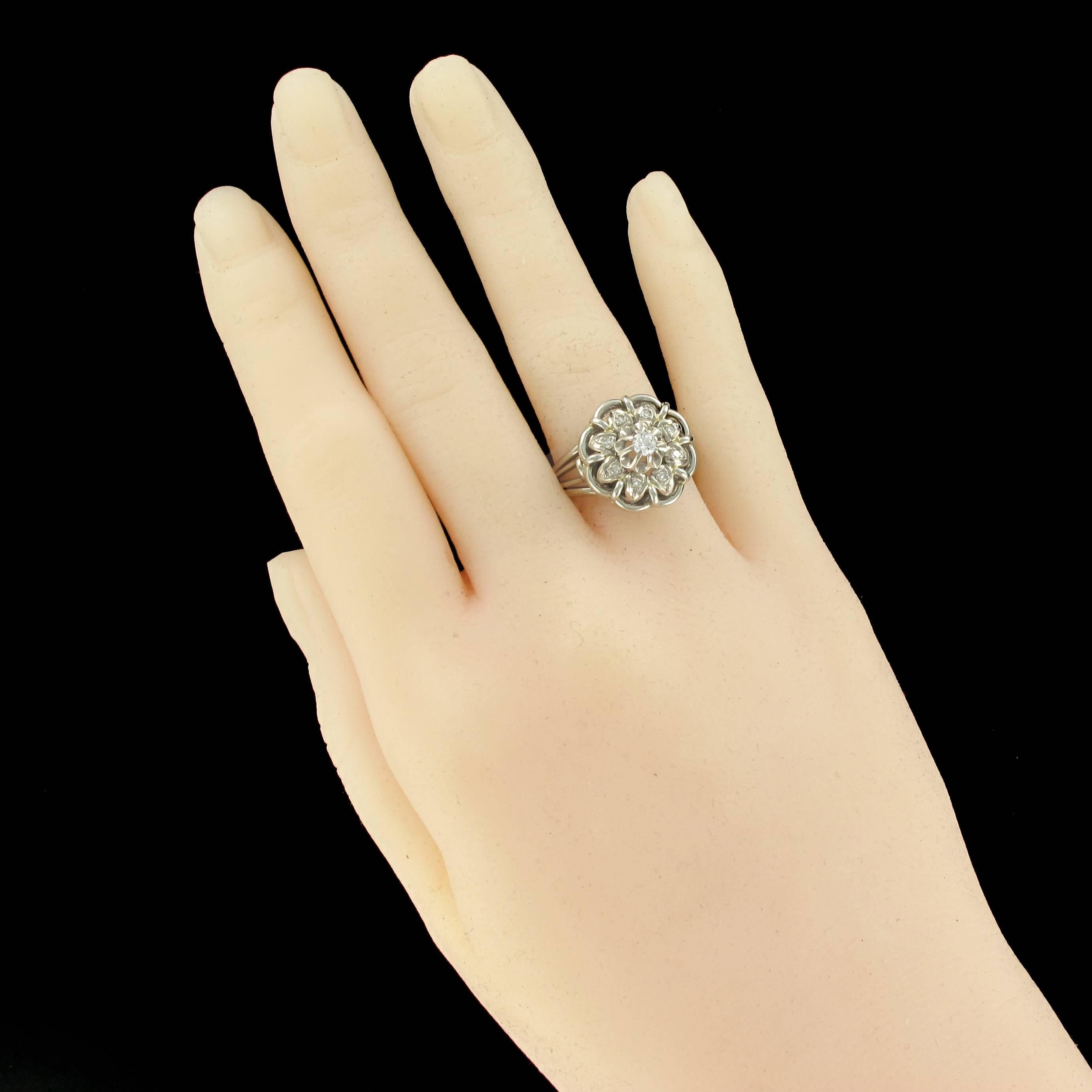 Retro 1960s French Diamond Gold Ring