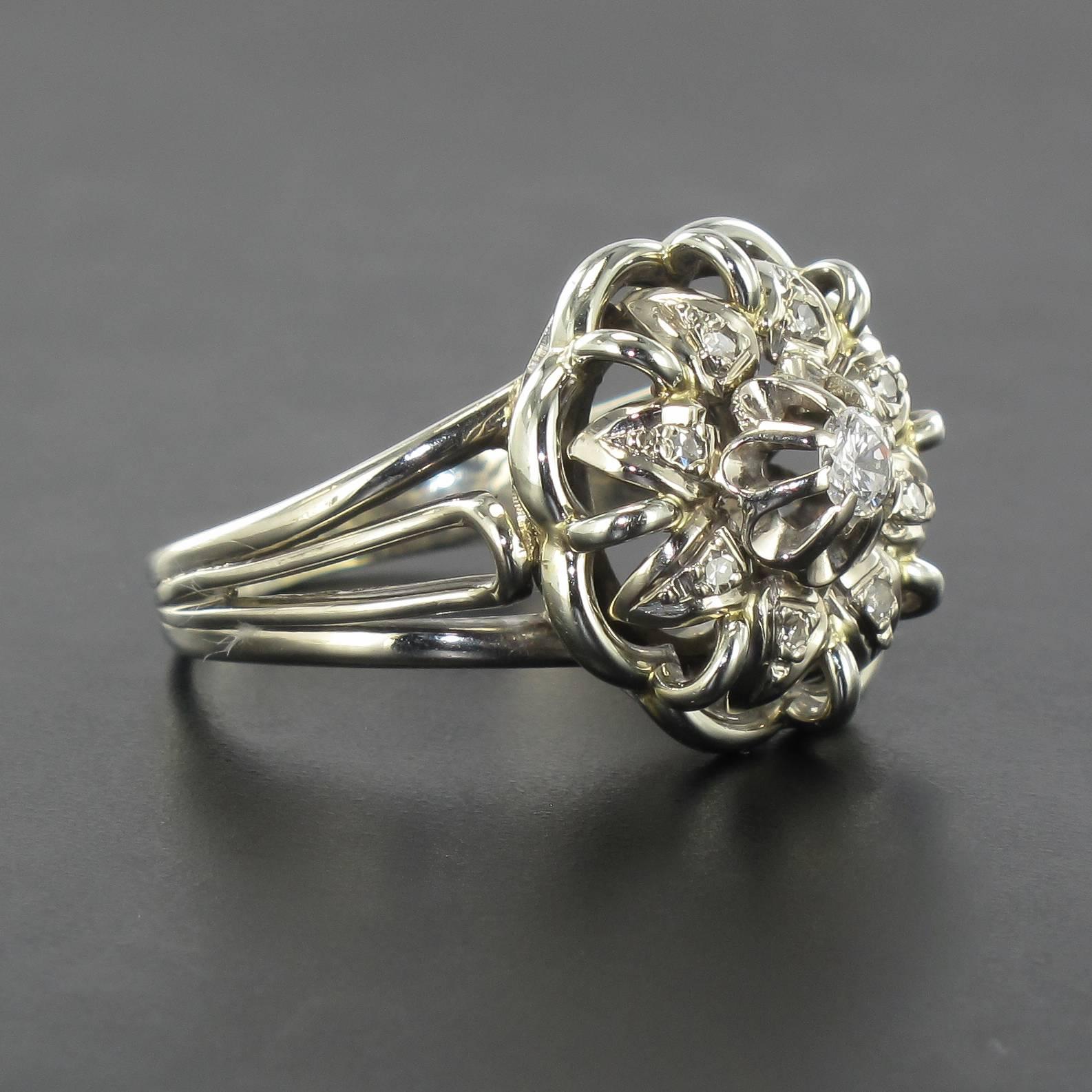 Women's 1960s French Diamond Gold Ring