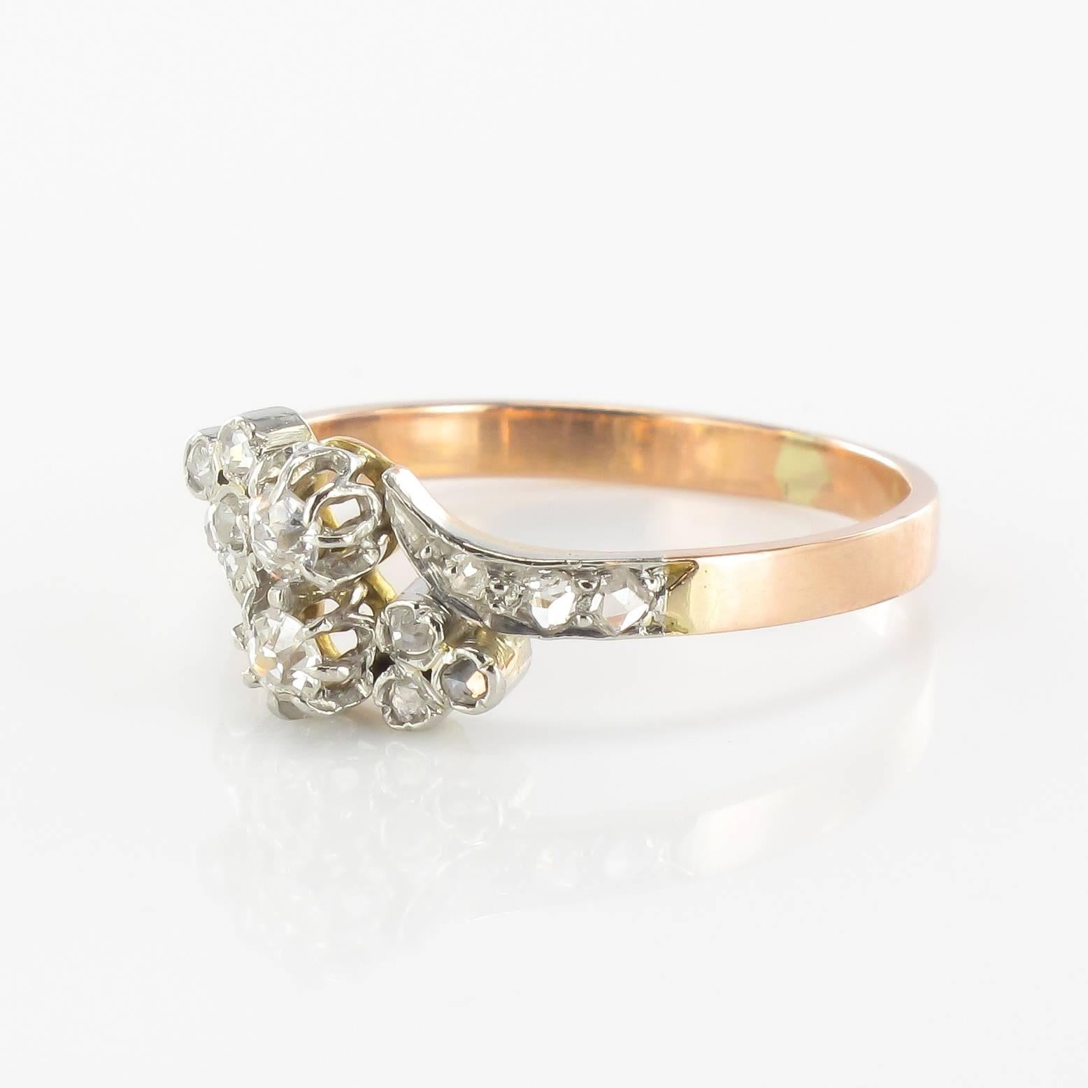 Rose Cut French Romantic Diamond Rose gold ring 