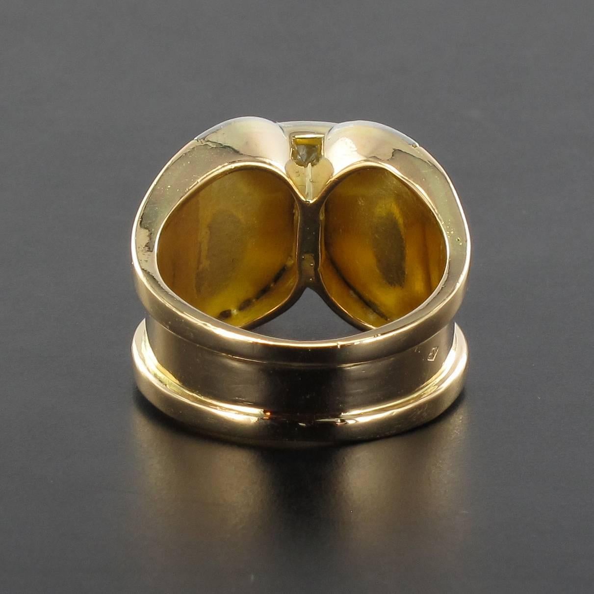 Women's 1940s French Diamond Rose Gold Tank Ring 