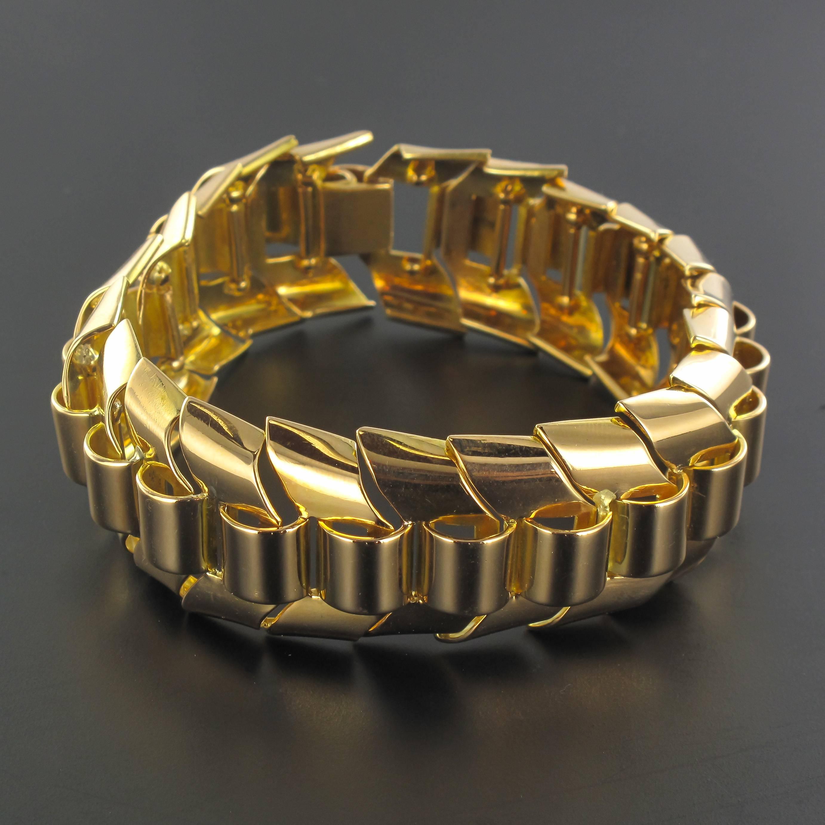 Bracelet dbardeur articul en or avec maillons en forme d'oreilles de bl Pour femmes en vente