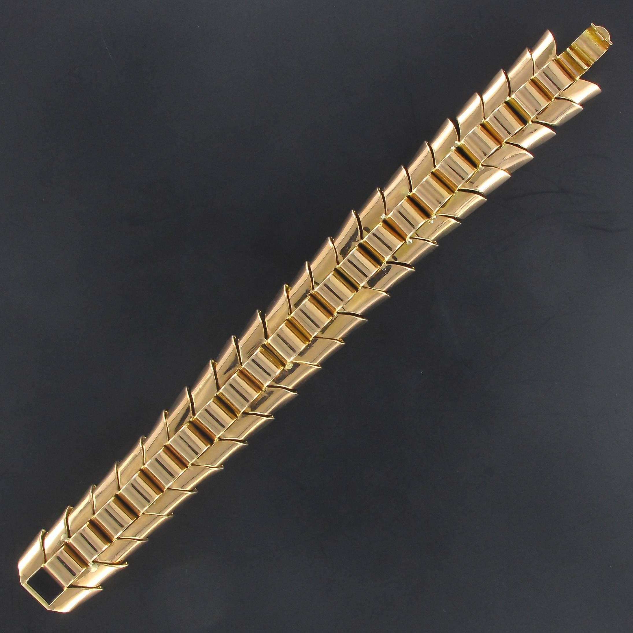 Bracelet dbardeur articul en or avec maillons en forme d'oreilles de bl en vente 4